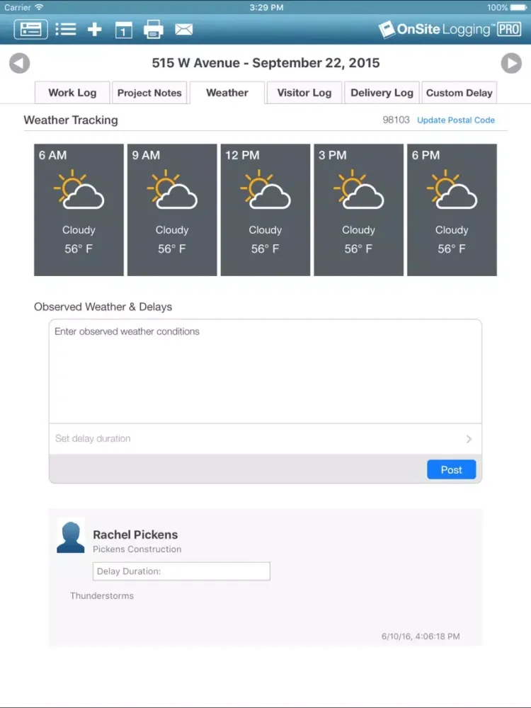 Tangkapan skrin OnSite Logging Pro iPad 