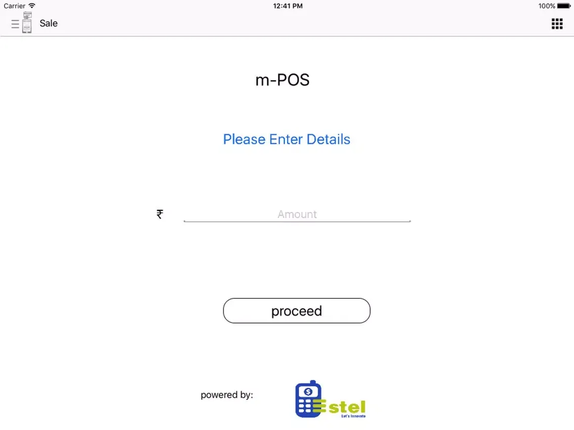 Tangkapan layar Estel mPOS iPad 