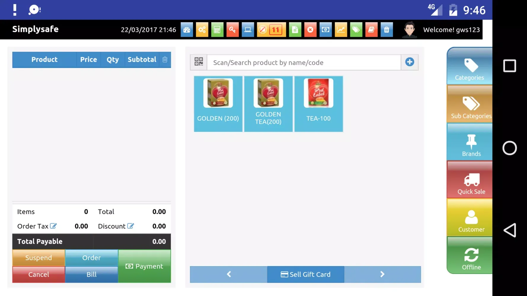 Screenshot di SImply POS