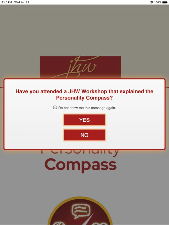 Ảnh chụp màn hình của JHW Personality Compass iPad 
