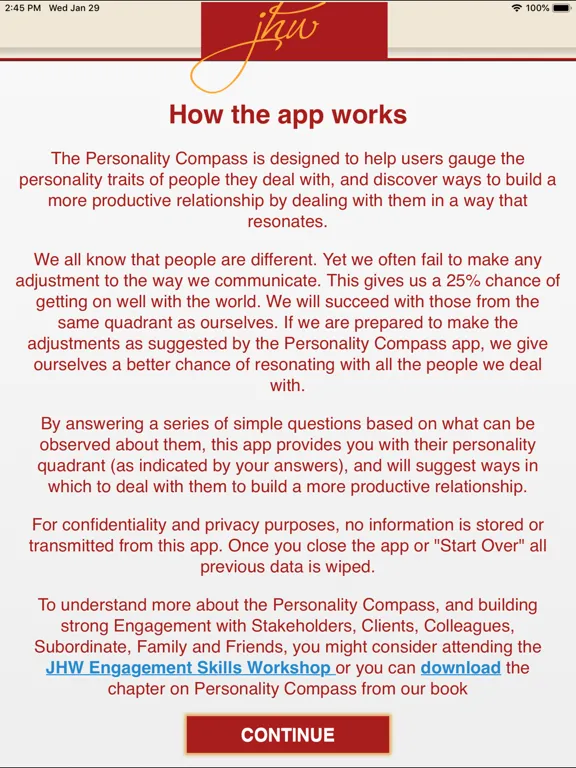 Ảnh chụp màn hình của JHW Personality Compass iPad 
