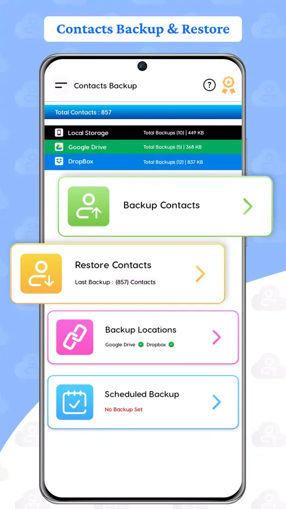 Contacts Backup Screenshots