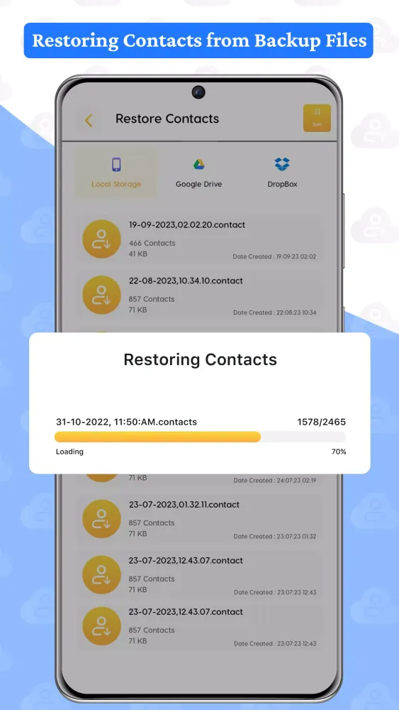 Contacts Backup Screenshots
