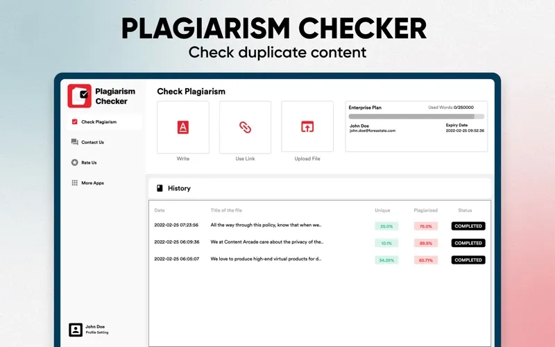 Plagiarism Checker Screenshots
