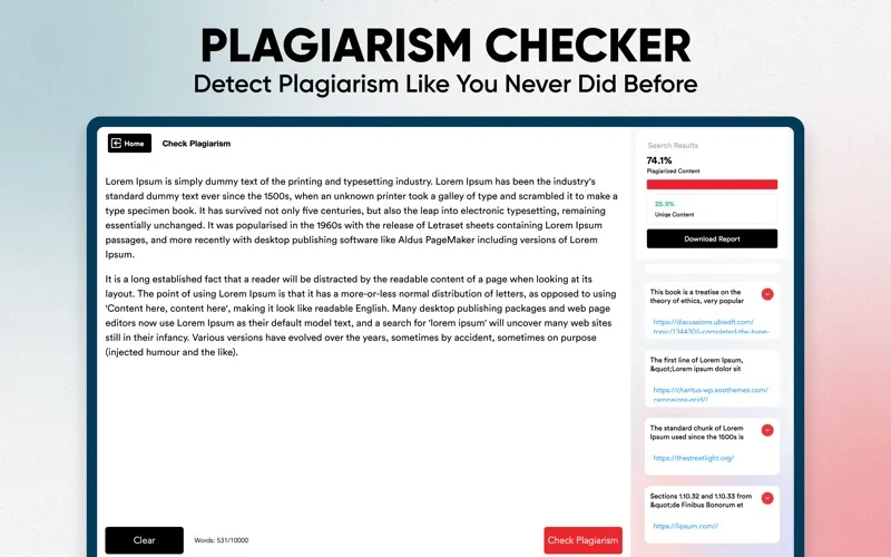 Plagiarism Checker Screenshots
