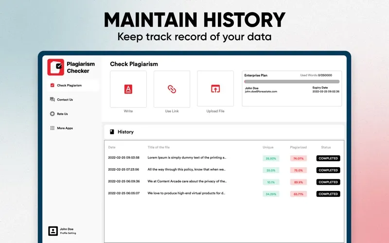 Plagiarism Checker Screenshots