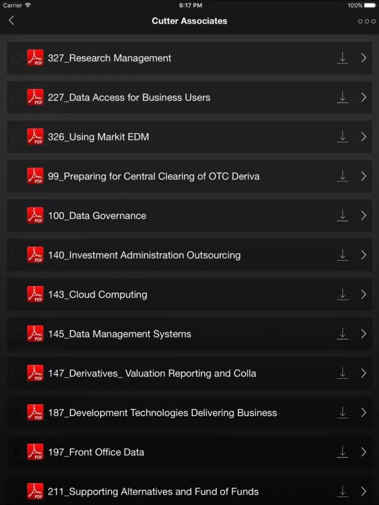 Capturas de tela do Cutter Associates iPad 