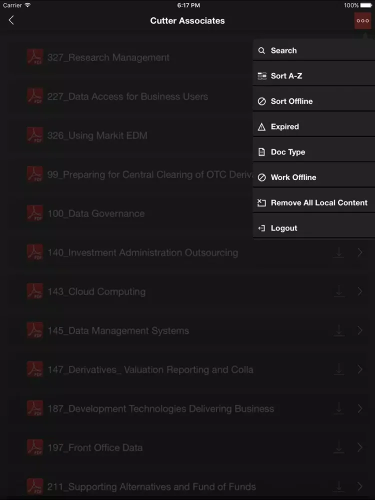 Capturas de tela do Cutter Associates iPad 