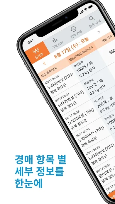 농산물 경매 시세 Screenshots