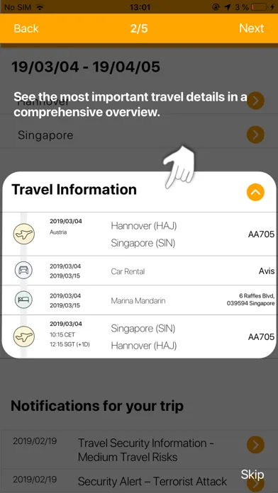 Capturas de tela do Continental TravelSAFE