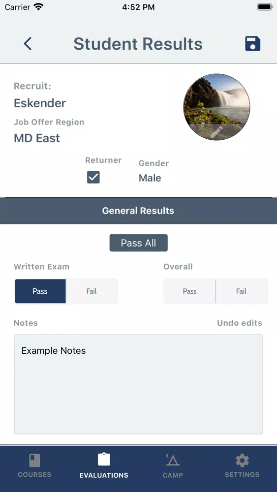 Capturas de tela do CP Instructor App