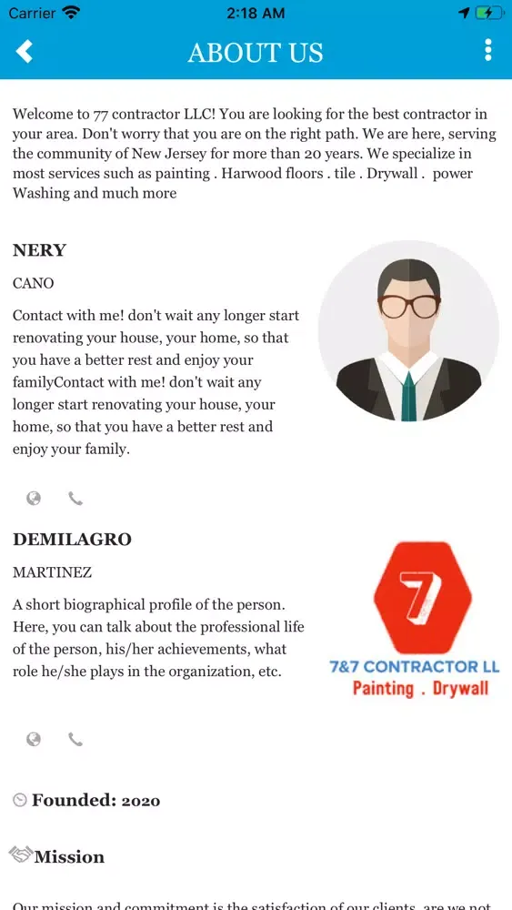 Capturas de tela do 77 CONTRACTOR LLC