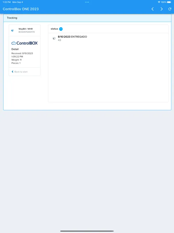 Tangkapan layar Tracking CBOne iPad