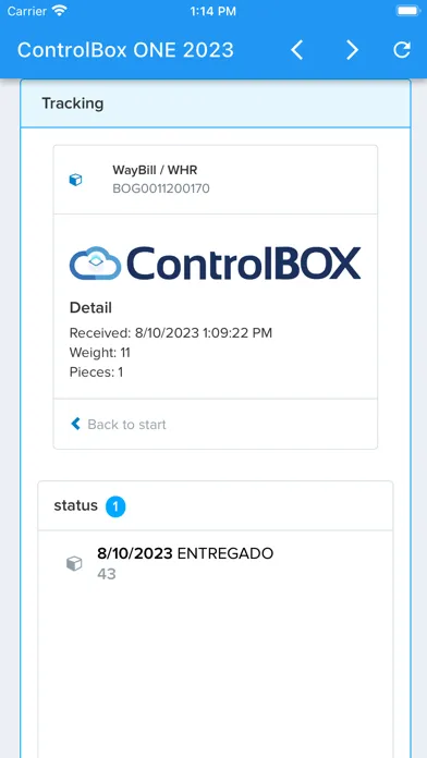 Tangkapan layar Tracking CBOne