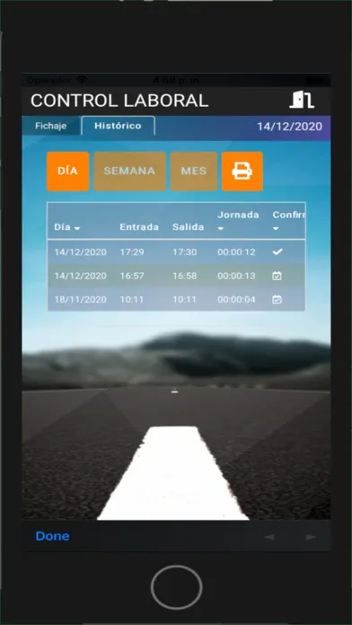 Zrzuty ekranu AEOL Control Horario Laboral