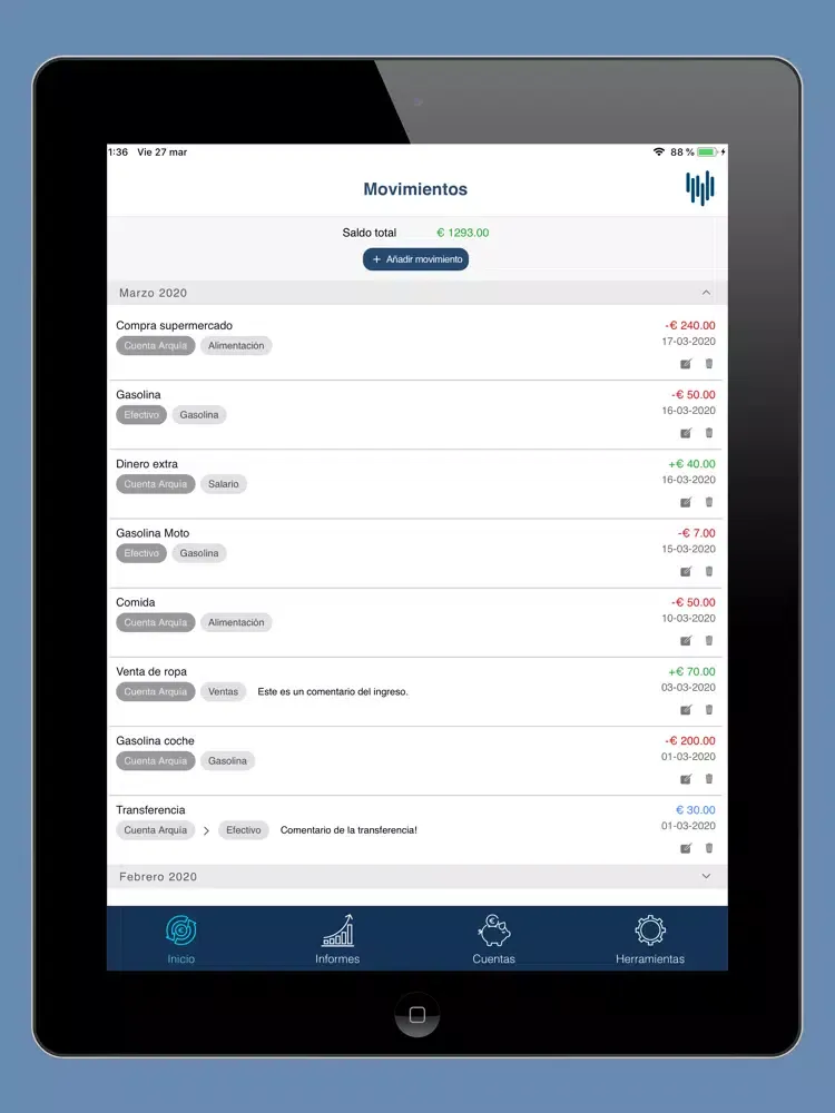 Capturas de pantalla de Control de Gastos e Ingresos iPad 