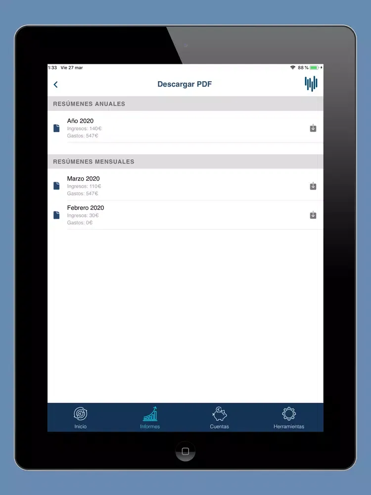 Capturas de pantalla de Control de Gastos e Ingresos iPad 