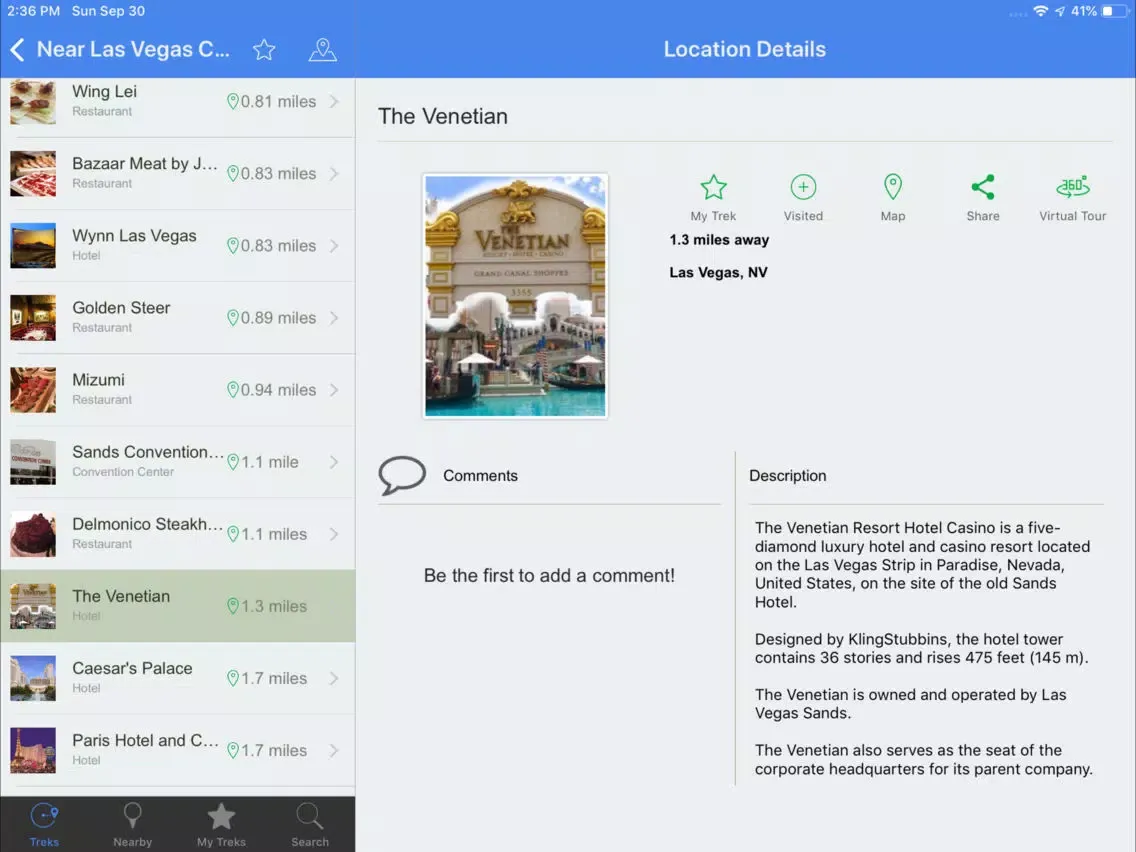 Zrzuty ekranu Conventional VR Guide to Vegas iPad 