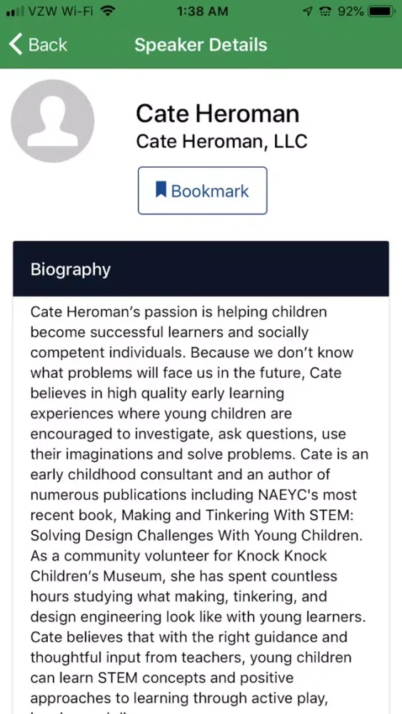 NAEYC 2018 Annual Conference スクリーンショット