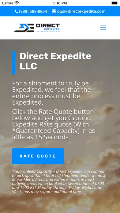 Direct Expedite スクリーンショット