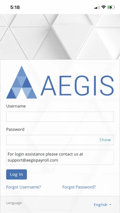 Ảnh chụp màn hình của Aegis Employee Portal