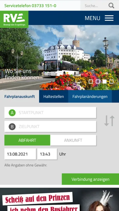Zrzuty ekranu RVE Regionalverkehr Erzgebirge