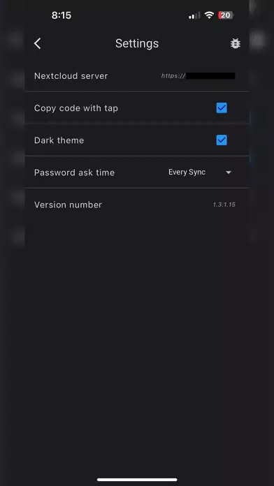 Tangkapan skrin Nextcloud OTP Manager