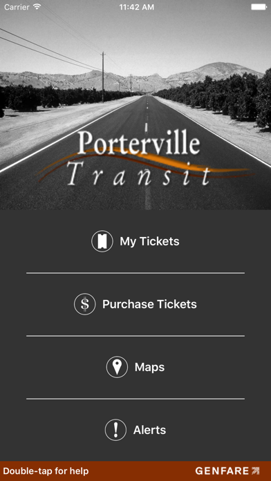 Tangkapan skrin Porterville Transit Ticketing