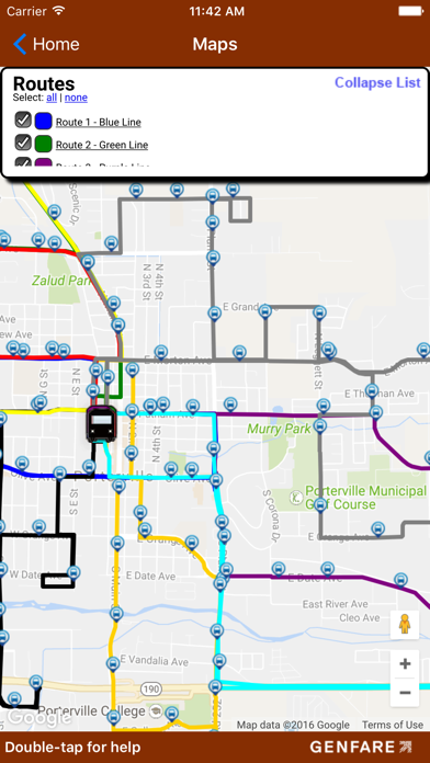 Tangkapan skrin Porterville Transit Ticketing