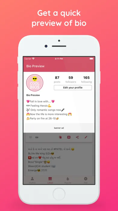 Cool Bio: Quote Caption for IG Ekran Görüntüleri