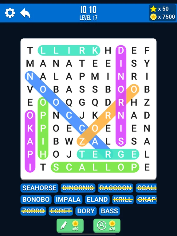 Capturas de tela do Word Search IQ: Puzzle Games iPad 