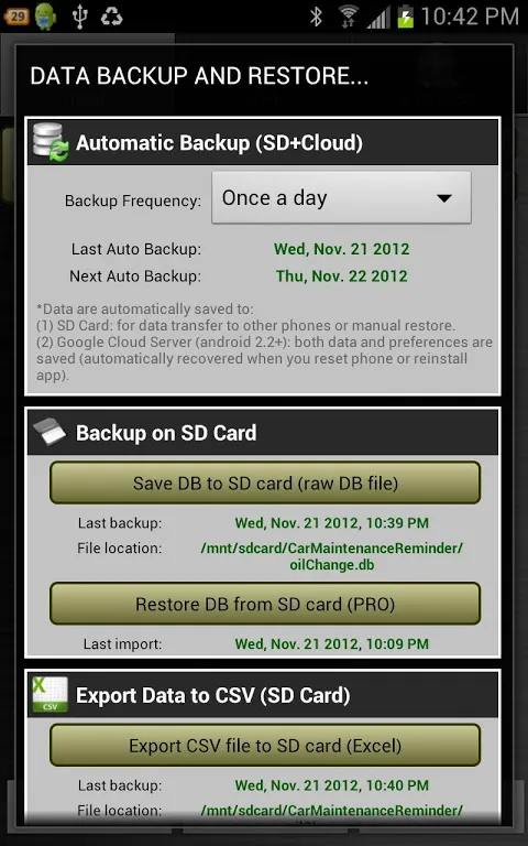 Car Maintenance Reminder Lite Screenshots