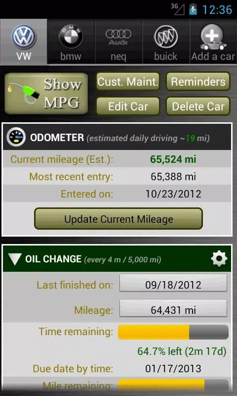 Car Maintenance Reminder Lite应用截图