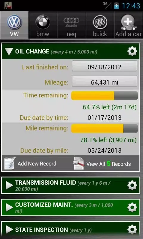 Car Maintenance Reminder Lite应用截图