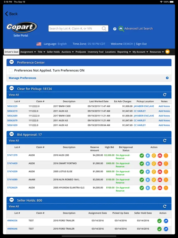 Copart - Seller Mobile iPad  스크린샷