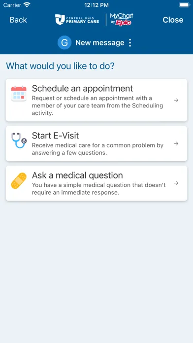 Ảnh chụp màn hình của COPC MyChart