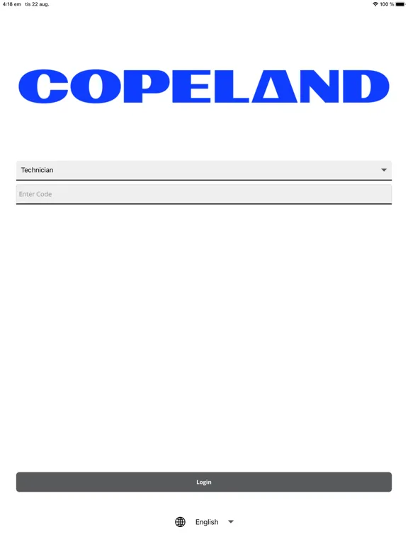 Ảnh chụp màn hình của Copeland CRLDS iPad 
