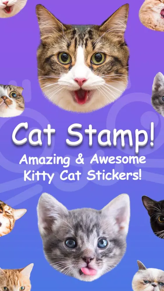 Cat Stamp! Cute Stickers of Cats Ekran Görüntüleri