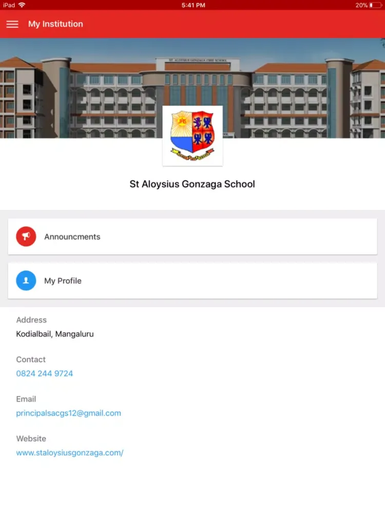 Tangkapan skrin St Aloysius Gonzaga School iPad 