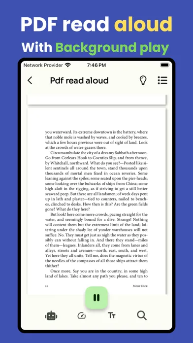 PDF read aloud - TTS Screenshots