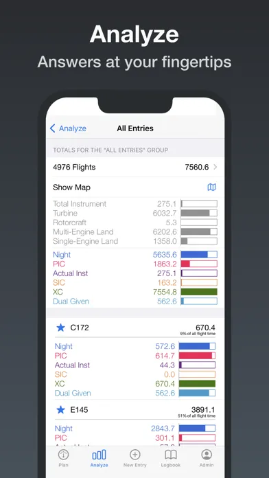 Screenshot di LogTen Pilot Logbook