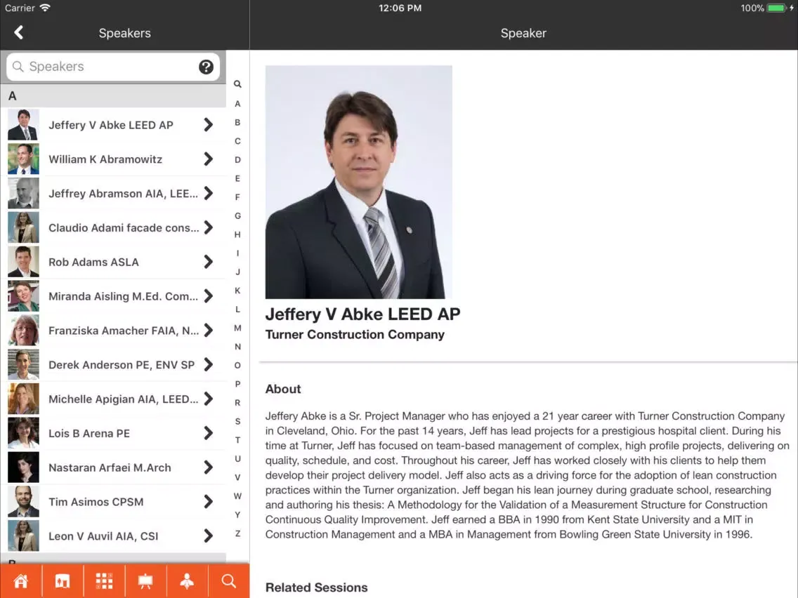 Ảnh chụp màn hình của ABX | ArchitectureBoston Expo iPad 