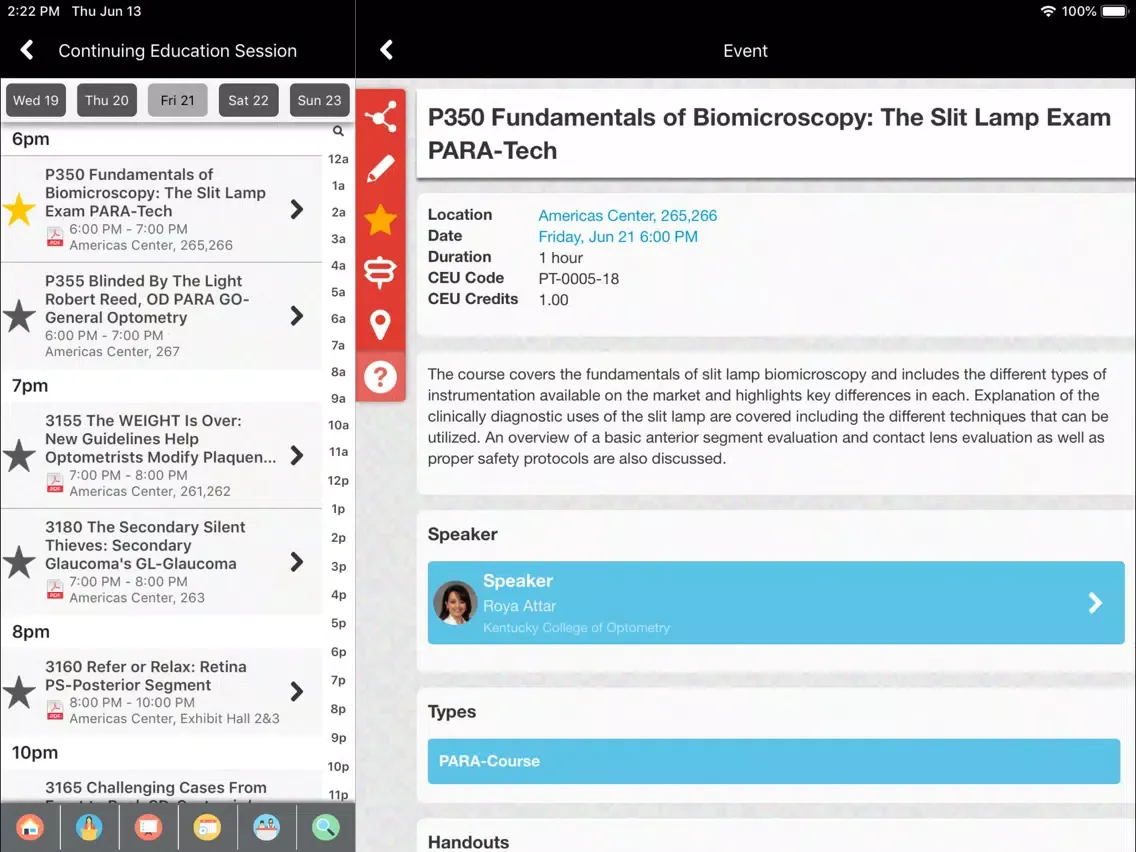 Capturas de pantalla de Optometry's Meeting iPad 