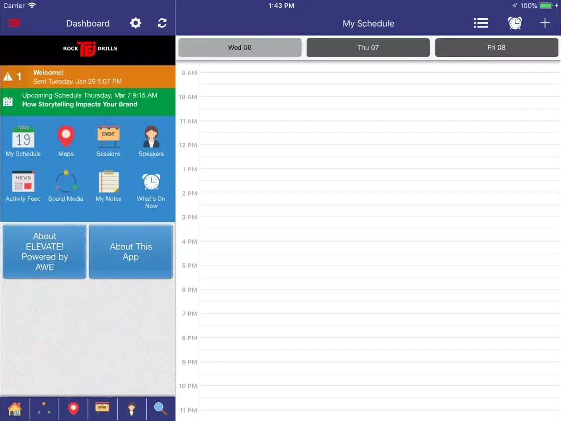 Zrzuty ekranu AWE Events iPad 