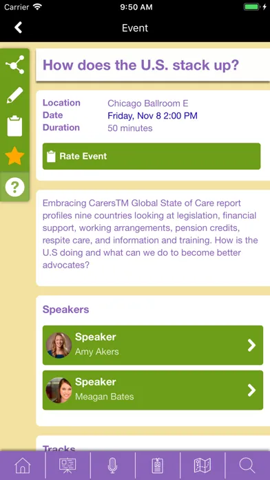 Zrzuty ekranu CareGiving Events