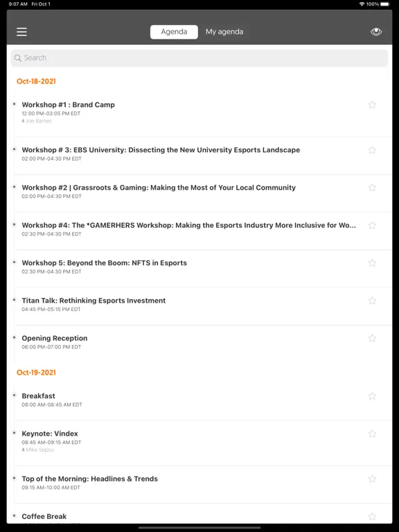 Capturas de tela do Esports Business Summit iPad 