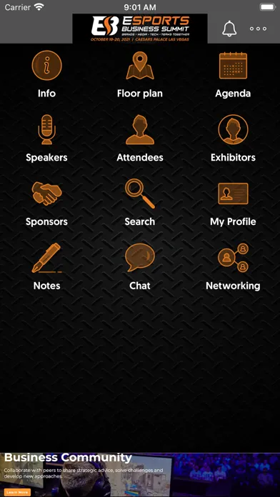 Capturas de tela do Esports Business Summit