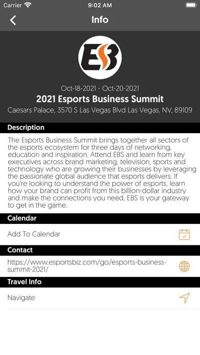Capturas de tela do Esports Business Summit