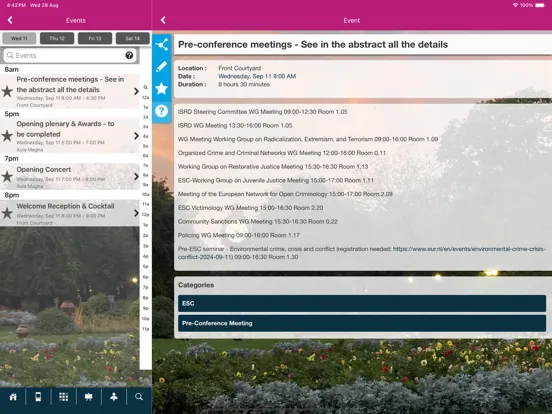ESC Eurocrim Conference App iPad  Screenshots