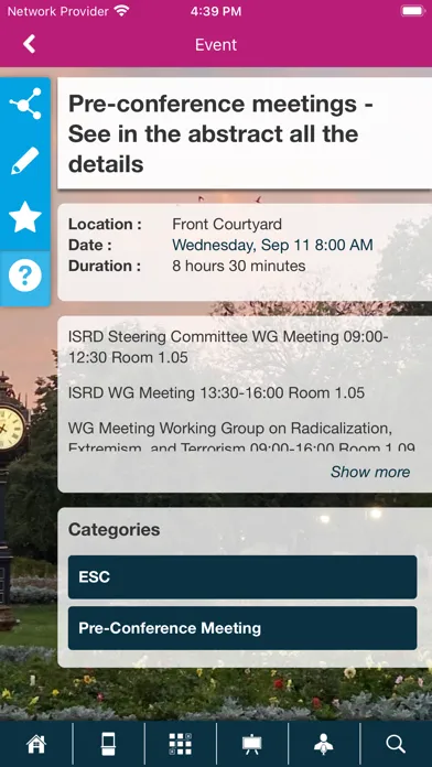ESC Eurocrim Conference App Screenshots